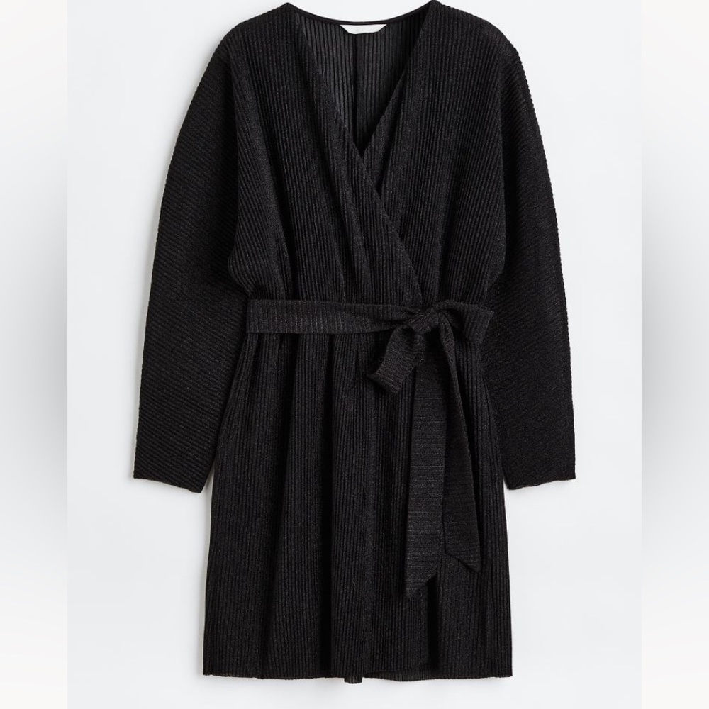 H&M Glittery Black Wrap Dress